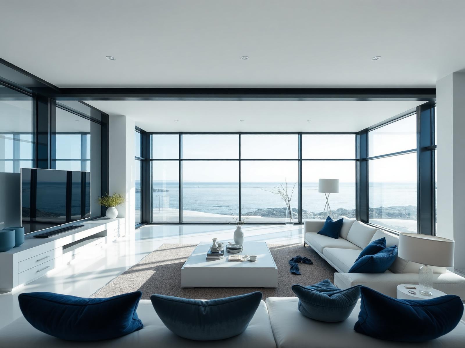 Luxury clean modern living room